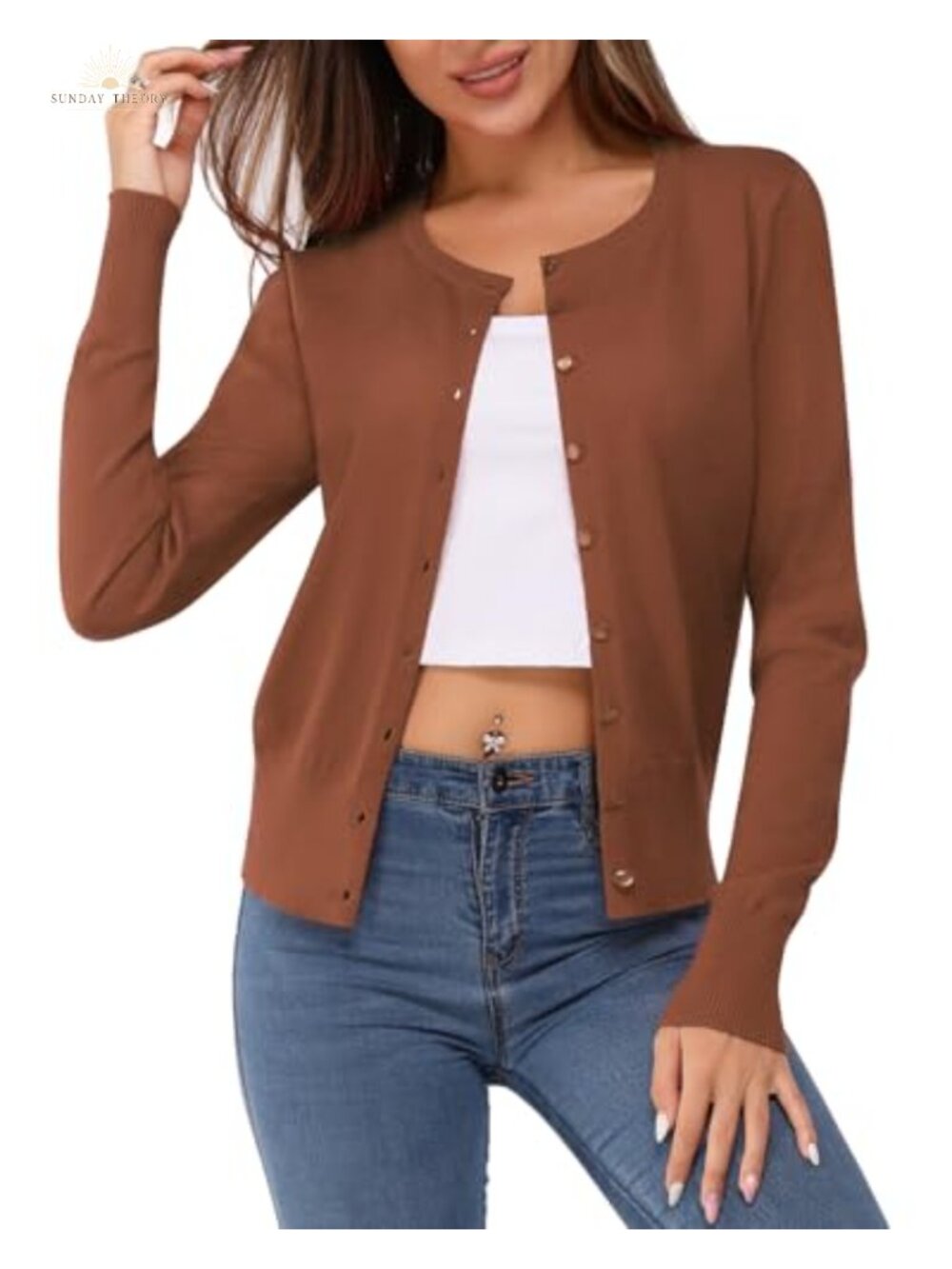 Women's Lightweight Button Down Cardigan Long Sleeve Soft Knit Sweater